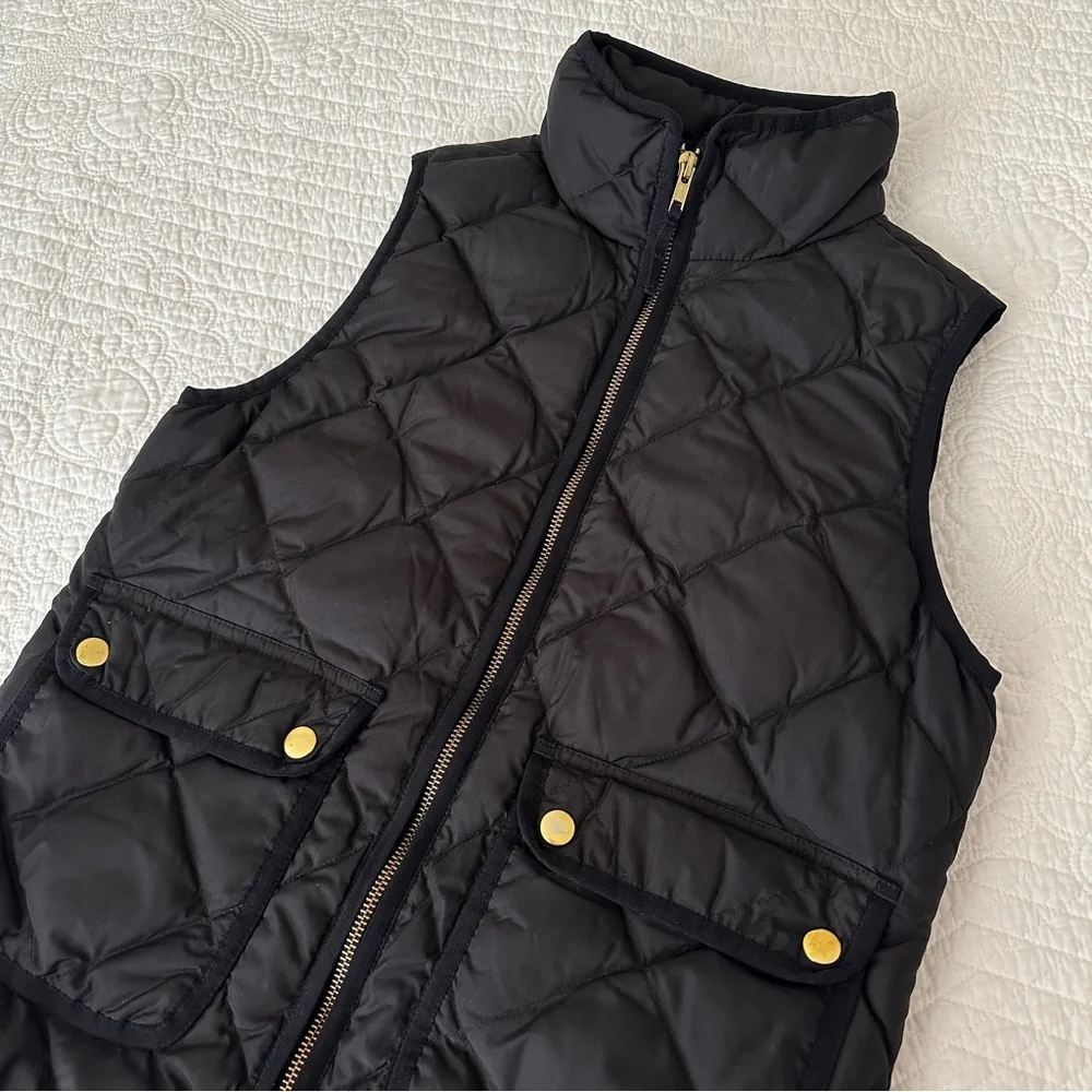 J.Crew Black Excursion Quilted Puffer Down Vest Women's XXS
